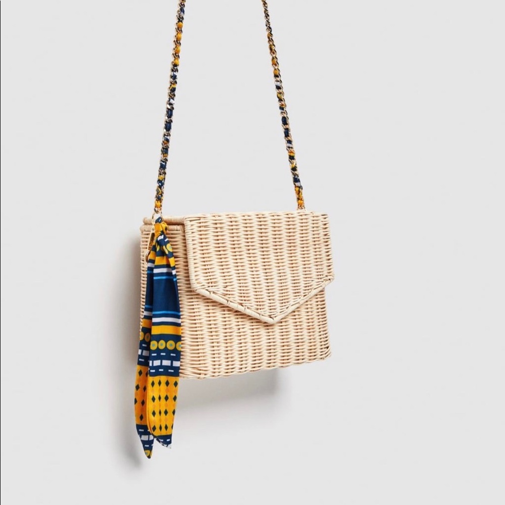 ZARA straw crossbody bag